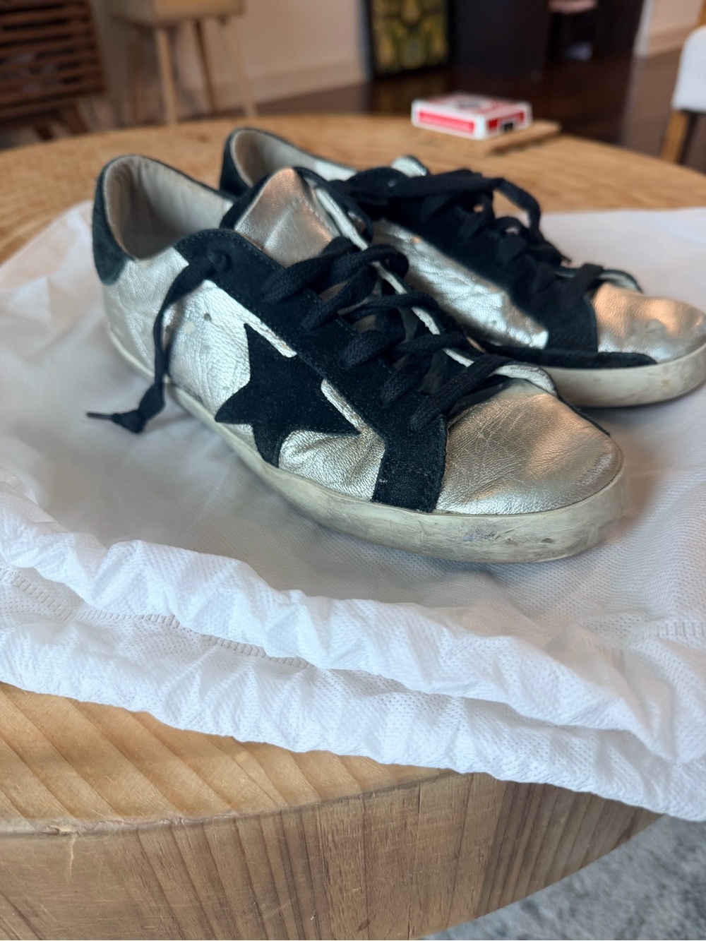 Golden Goose Silver and Black Low-Top Sneakers - Picture 9 of 13
